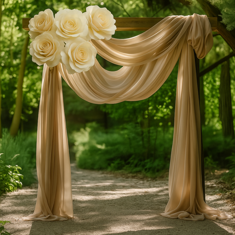Ivory and champagne drapes