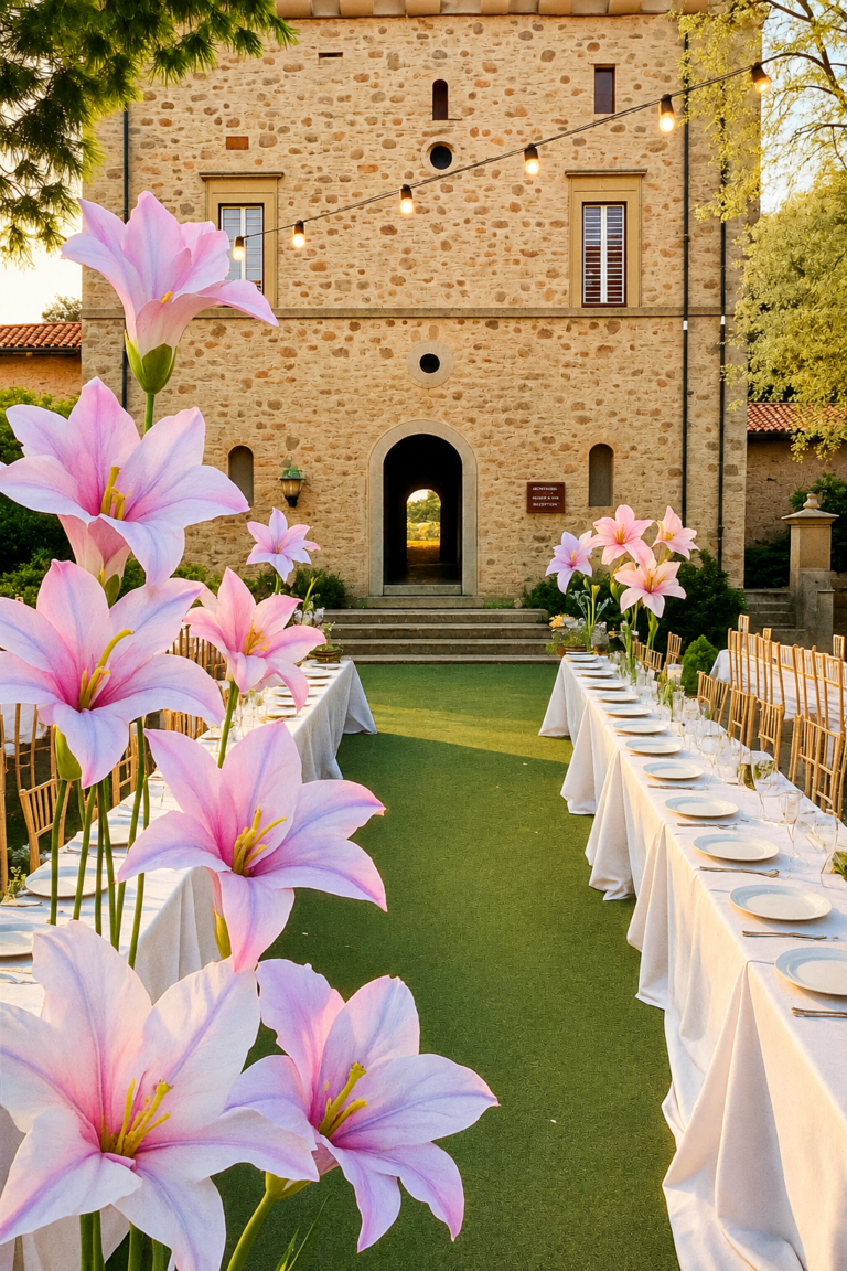Pink lily wedding